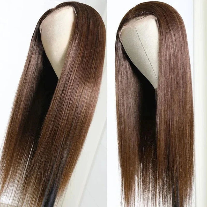 Perruque 13x4 Virgin Hair Lisse (Châtain)  / Wig Virgin Hair Straight (Chestnut/Brown Color) - [Nayah Classique]